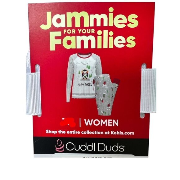 Cuddl Duds Womens Gray Snow Penguin Long Sleeve Pajama 2 Pc Set Plus Sz XXL New - Picture 10 of 11